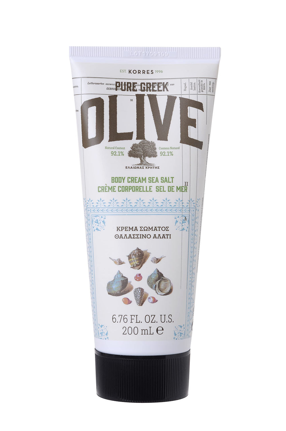 Korres Lait Corporel Olive Grec – emballage recyclable, soin respectueux de l’environnement.