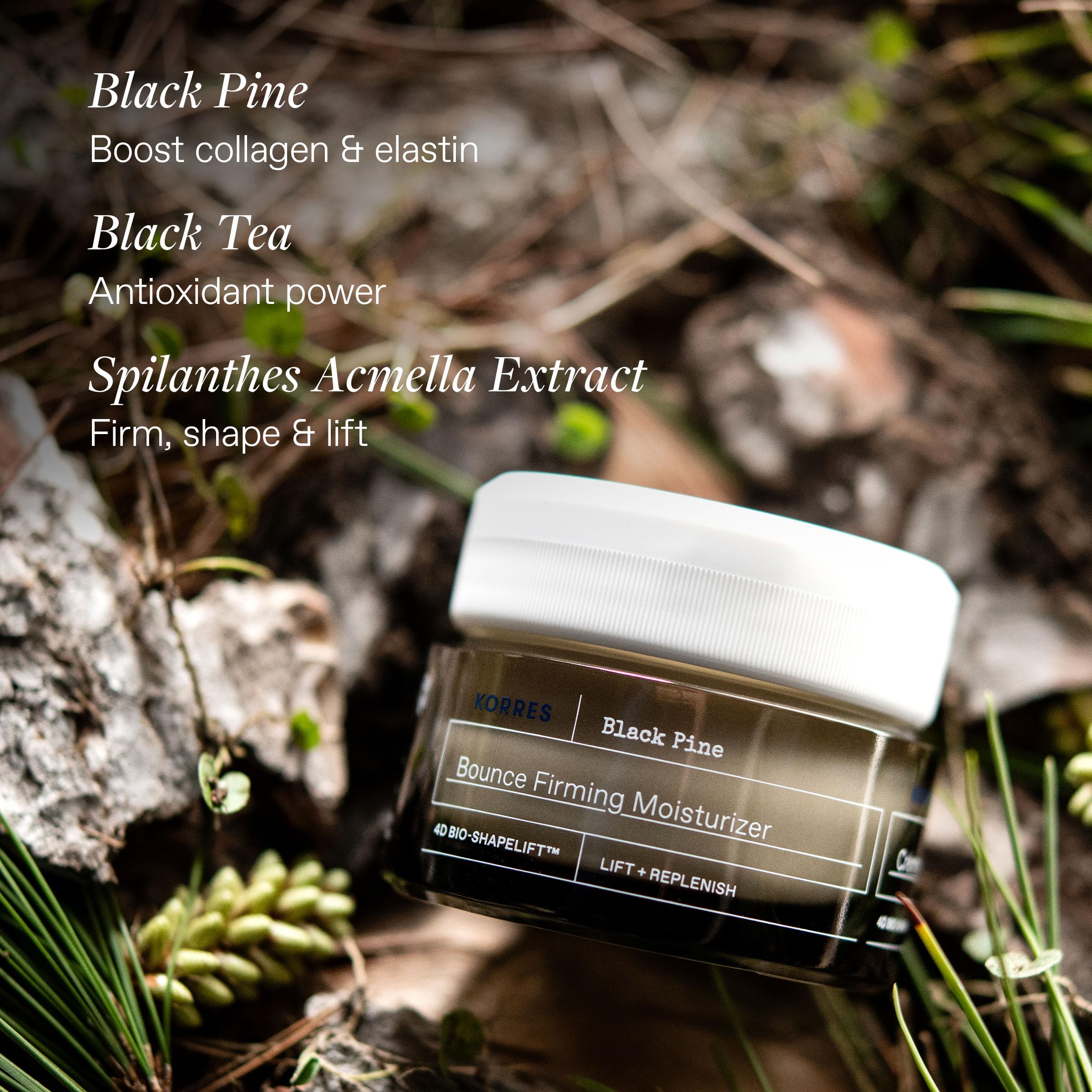 Texture crème-visage Korres Pin Noir, soin riche et léger.