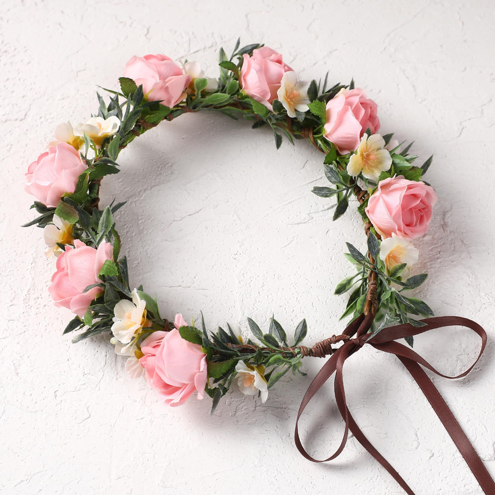 KorViSHOW accessoire-cheveux-roses-fleurs, polyvalent pour fêtes et tenues.