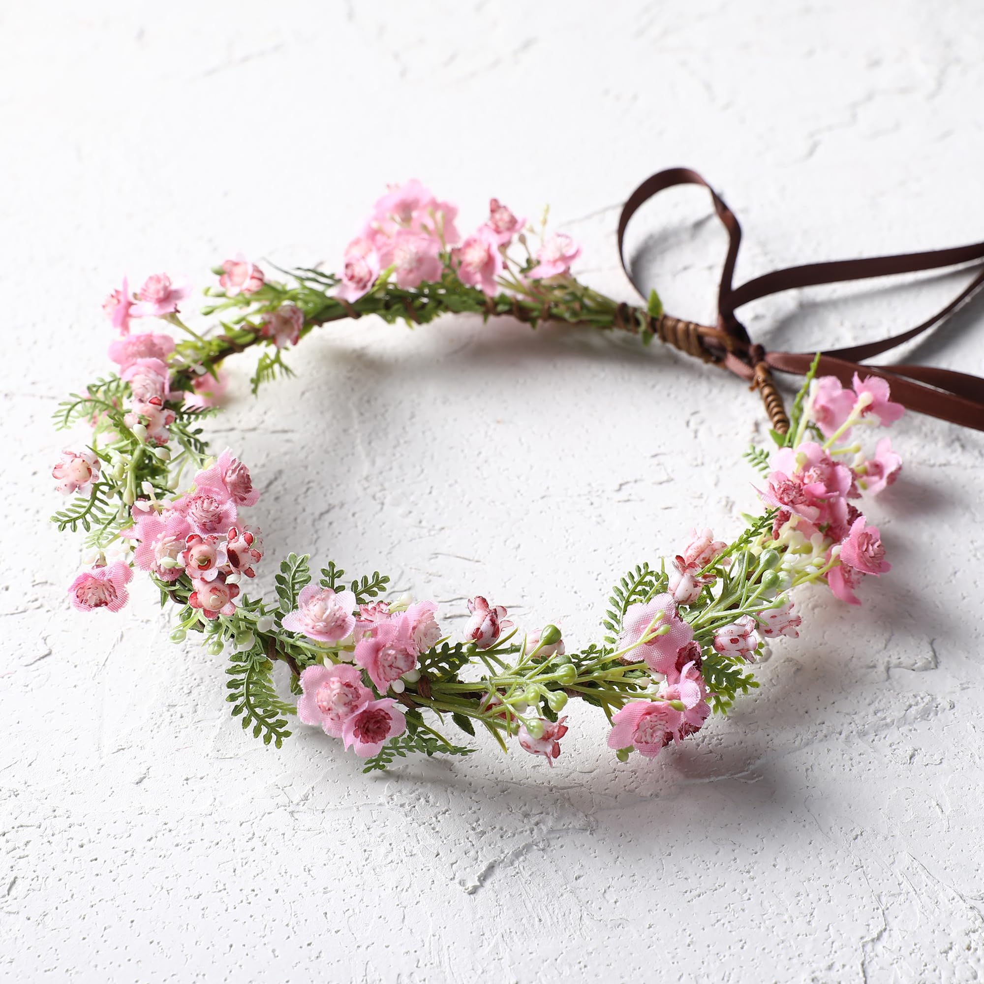 KorViSHOW couronne fleurs boheme vert feuilles, accessoire polyvalent pour fête.