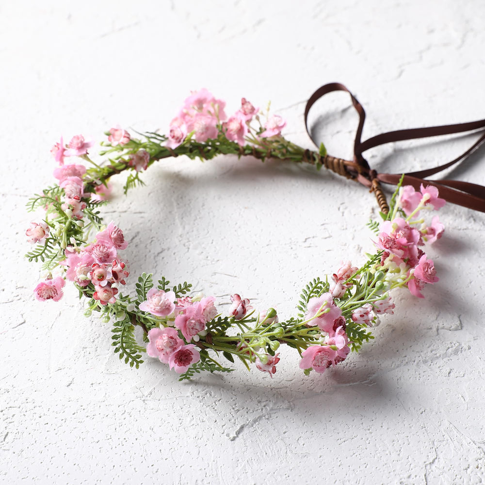 KorViSHOW couronne fleurs boheme vert feuilles, accessoire polyvalent pour fête.