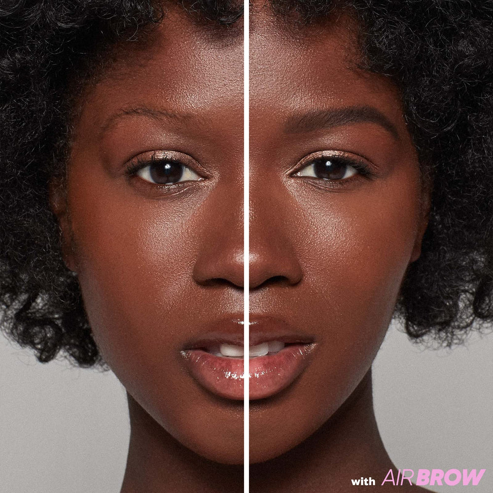 Kosas Air Brow Gel — sourcils épais et feuilletés après application.