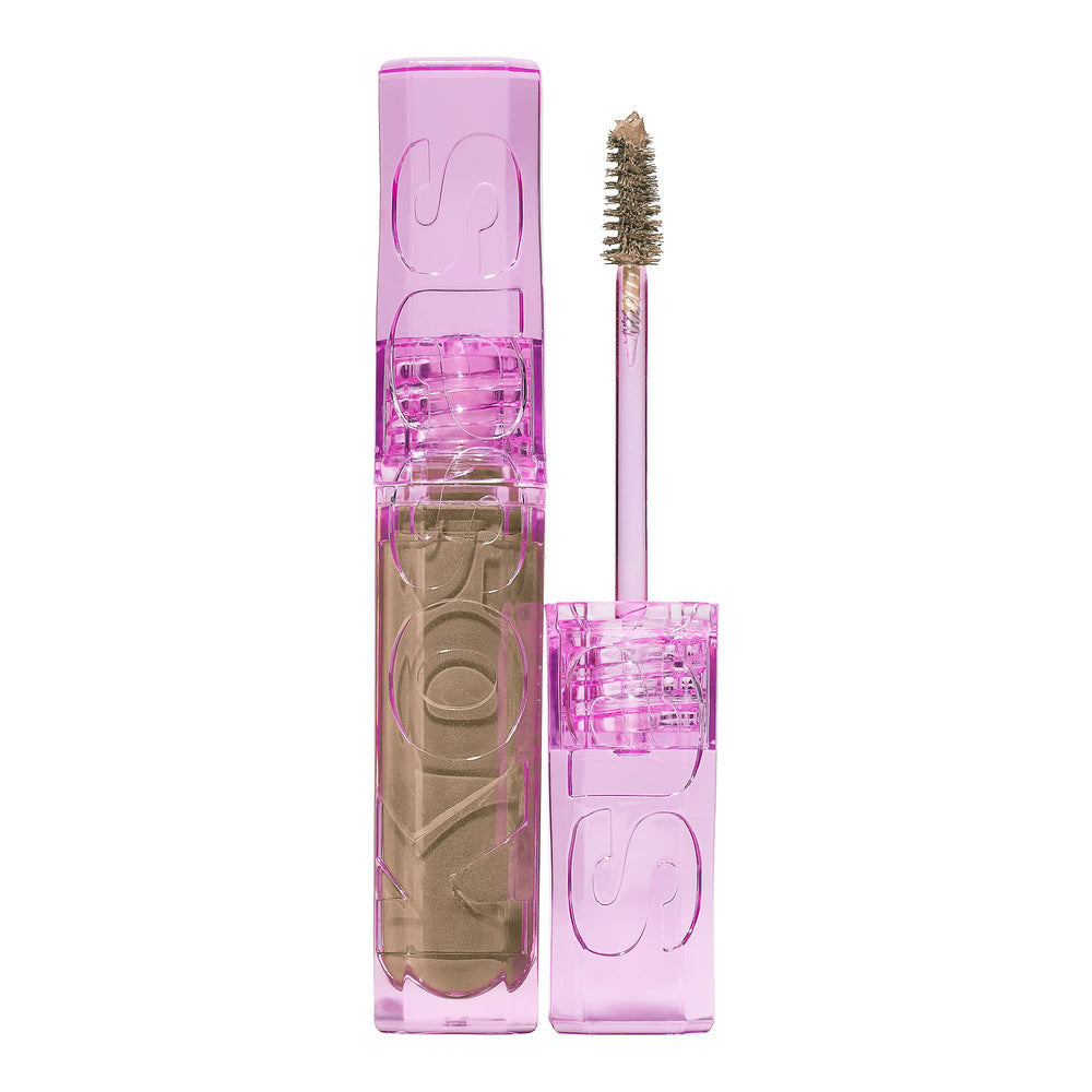 Kosas Air Brow Gel teinte taupe sur brosse, sourcils plus fournis et naturels