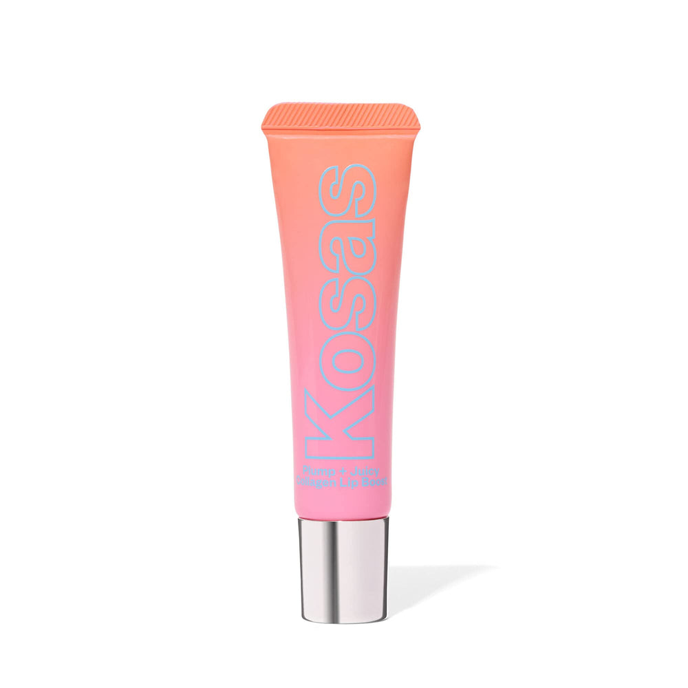 Kosas Plump and Juicy Lip Collagen Booster — bouteille élégante prête à nourrir les lèvres.