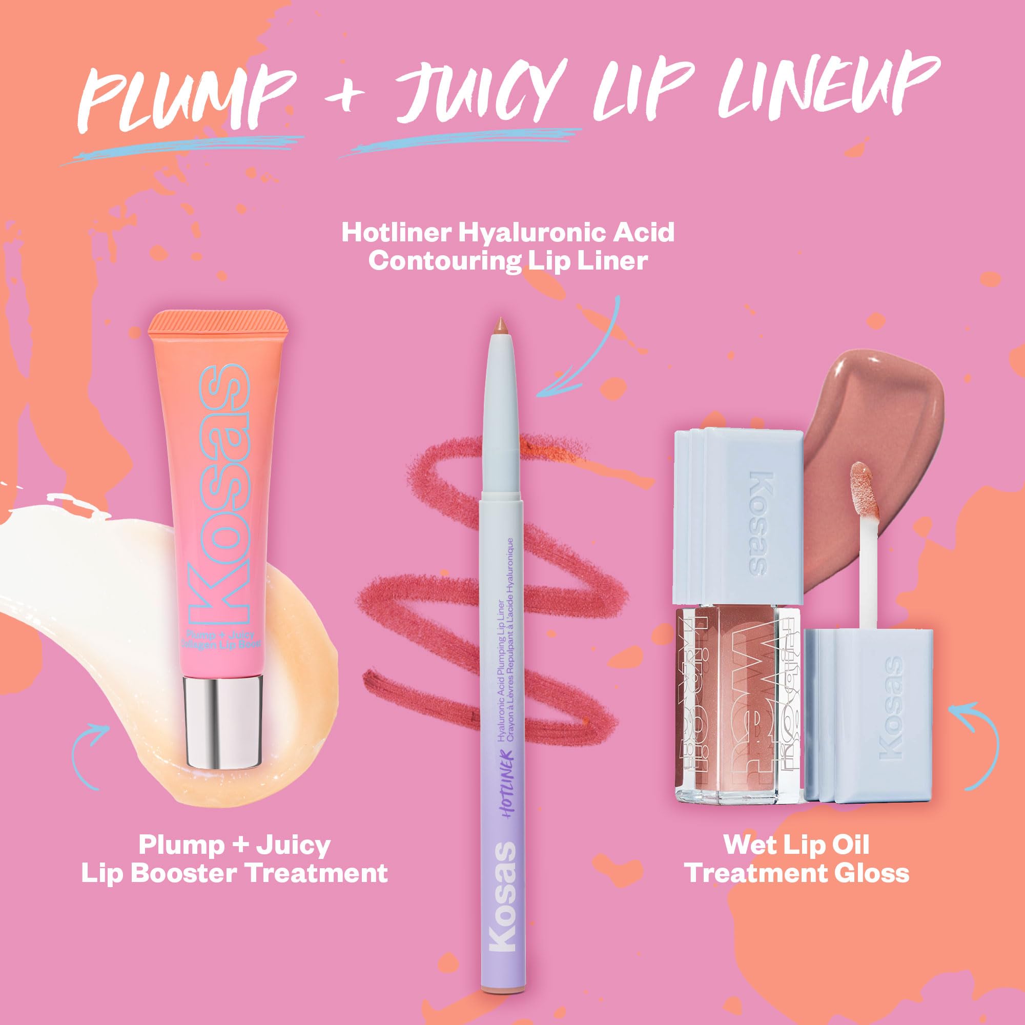 Soin quotidien pour les lèvres avec Kosas Plump and Juicy, hydratation durable.