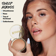 Kosas Sun Show Glowy Warmth, fini doré lumineux sans effet poudreux.