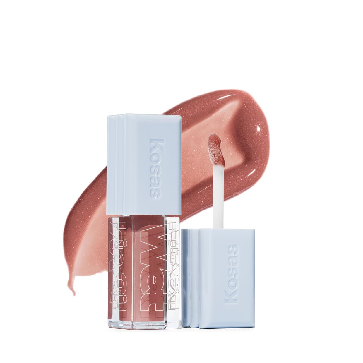 Kosas Wet Lip Oil Gloss aperçu lèvres avec hydratation légère et couleur subtile.