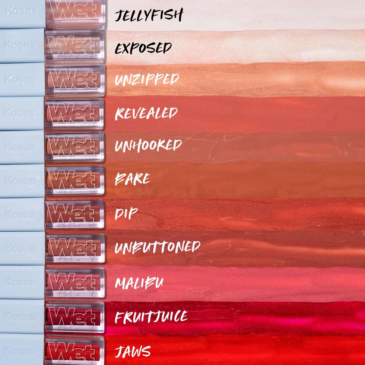 Kosas Wet Lip Oil Gloss couleur naturelle et hydratation durable au cours de la journée.