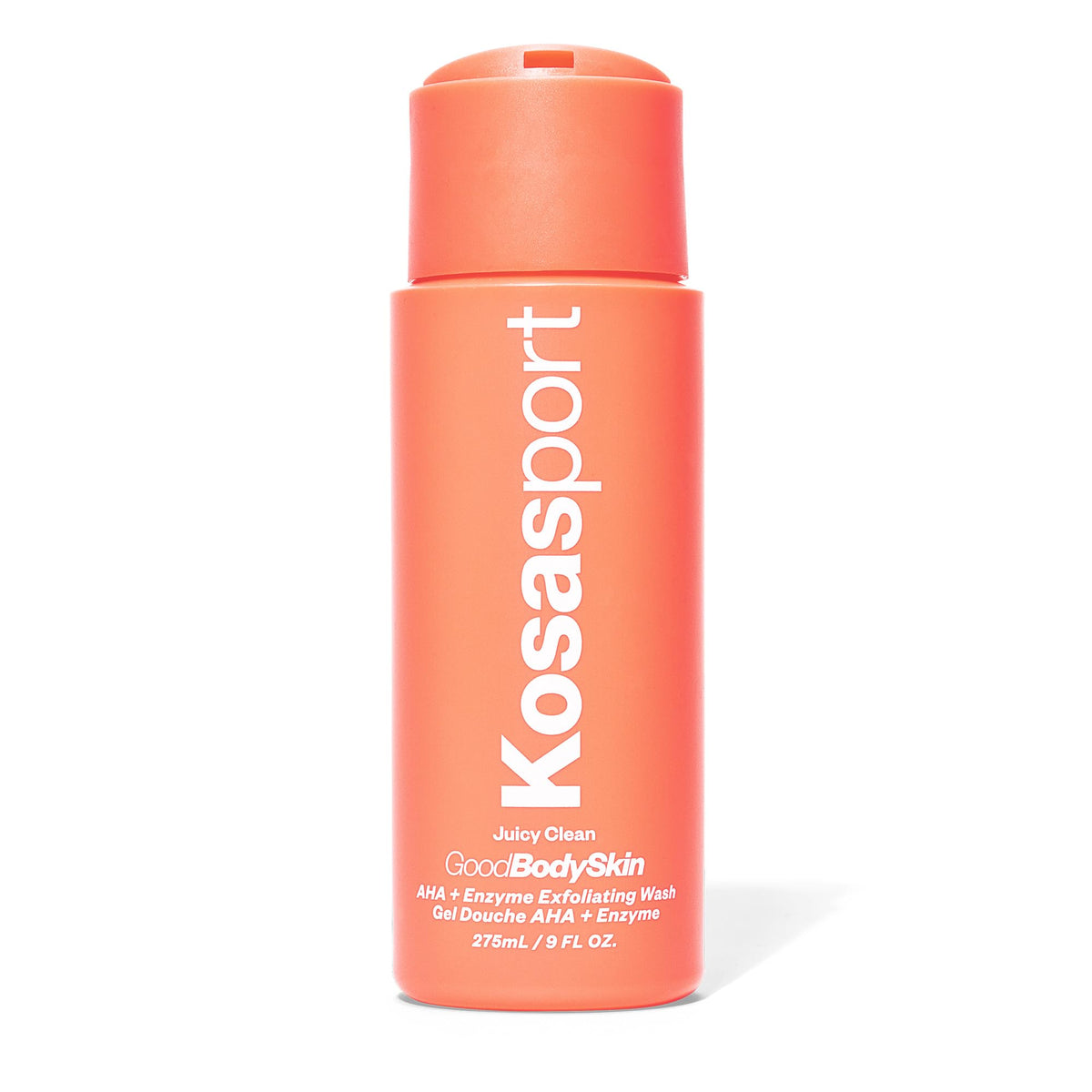 Kosasport nettoyant exfoliant corps en bouteille visible, purifie doucement la peau.