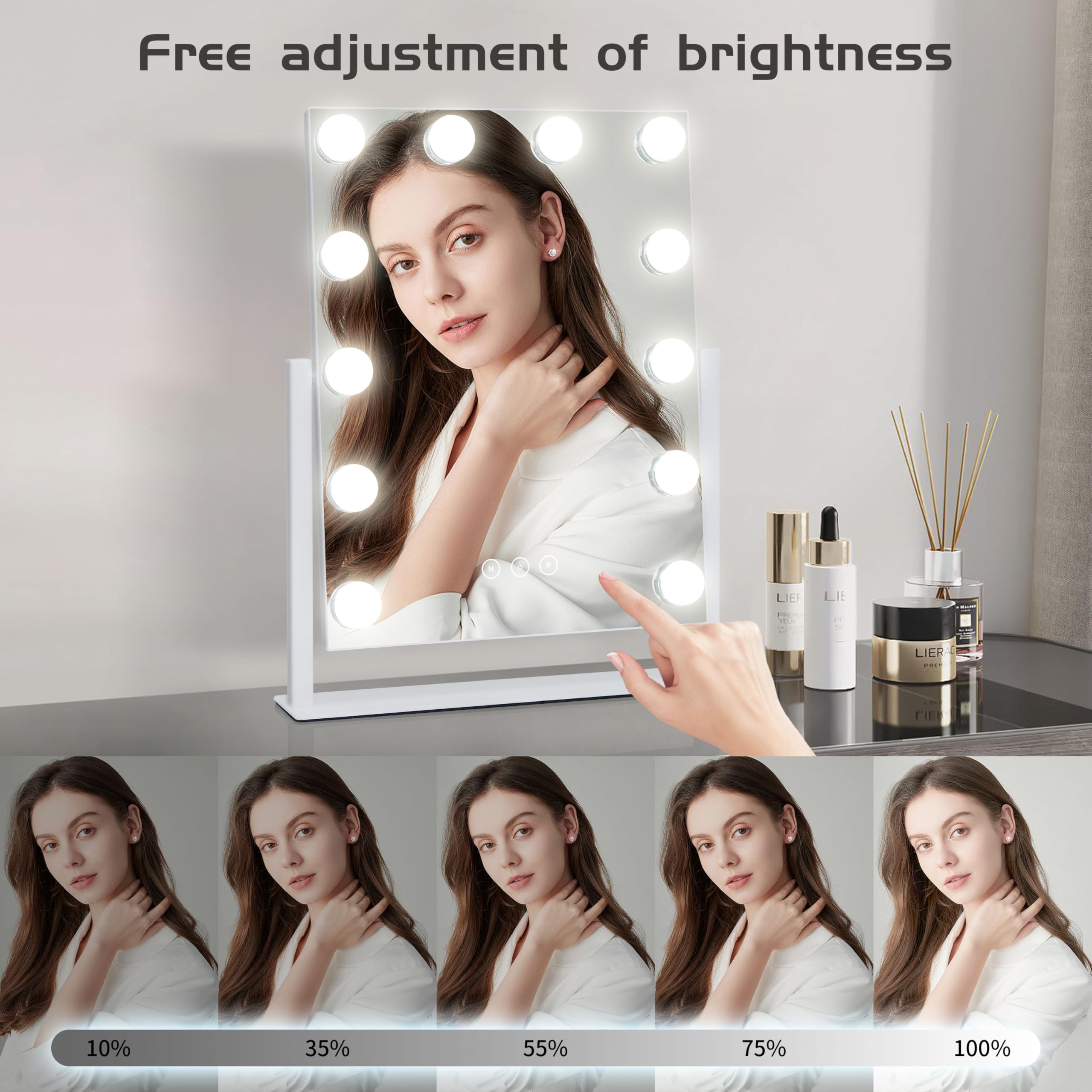 Kotdning miroir vanity agrandissement 10x détachable pour un maquillage précis
