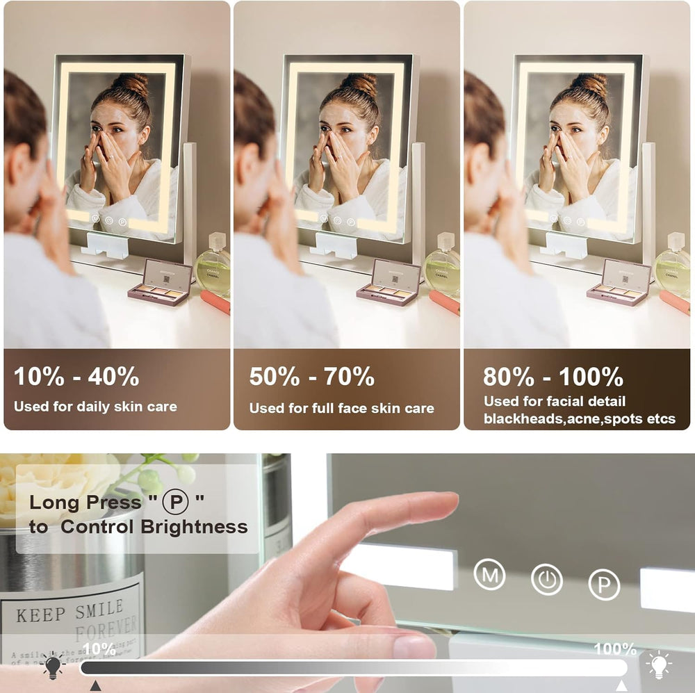 Miroir Kottova Vanity loupe 10x détachable pour les détails précis.