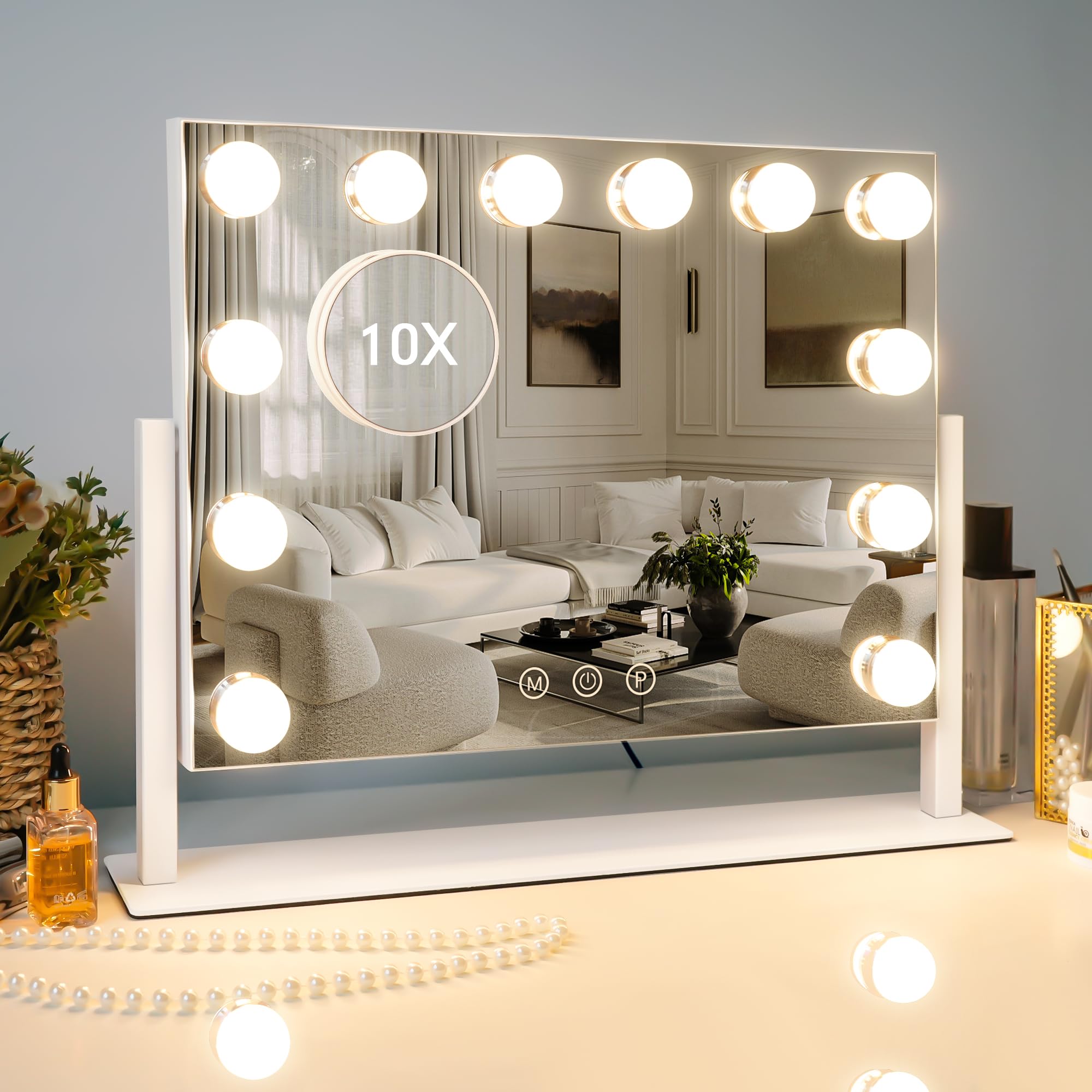 Miroir Kottova – 12 ampoules LED pour une lumière douce.