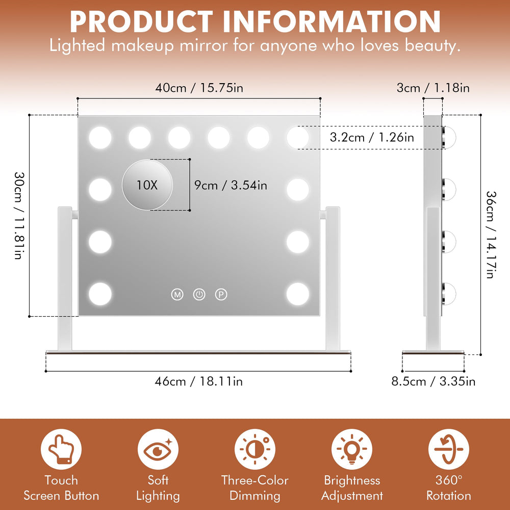 Miroir Kottova – alimentation secteur pour une lumière fiable.