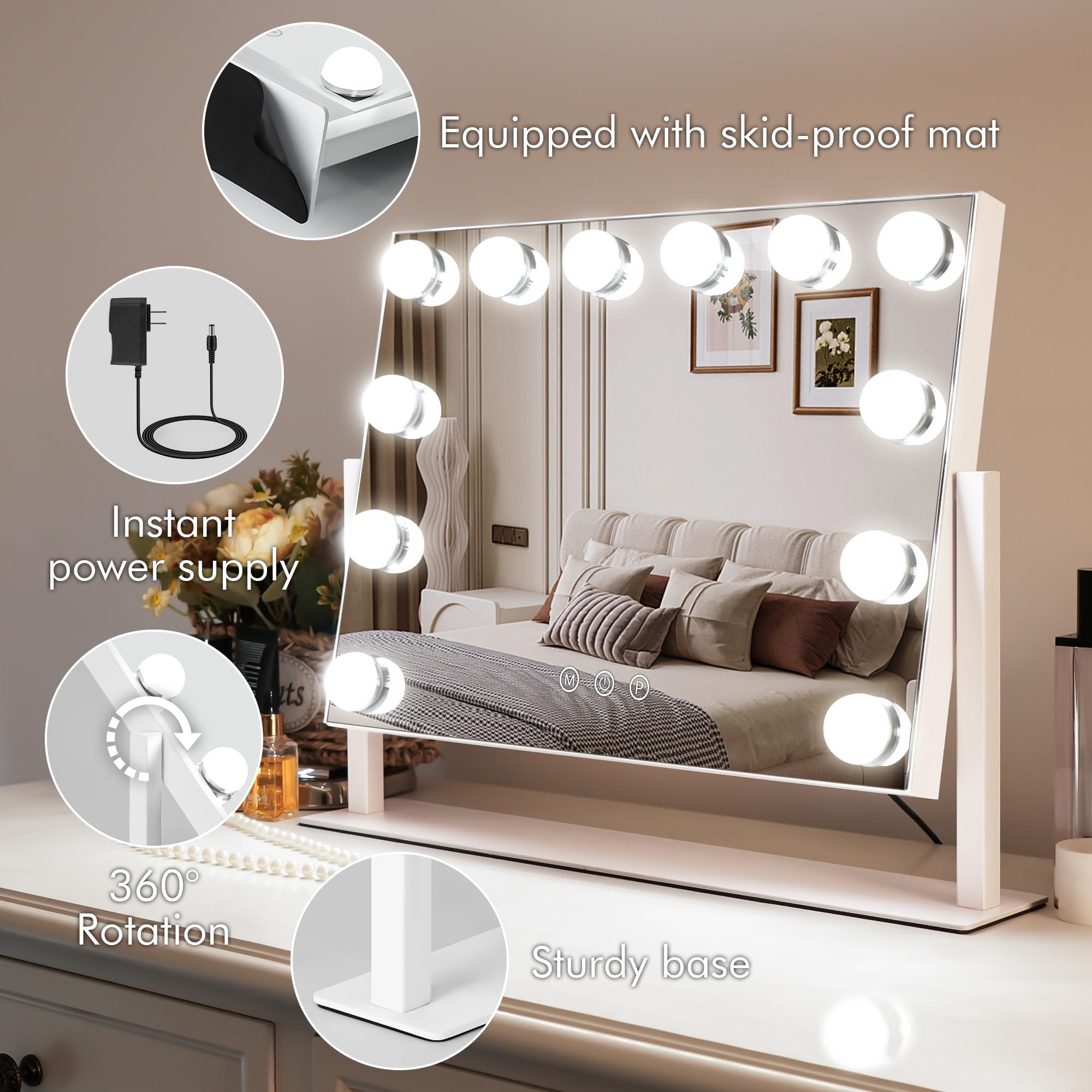 Miroir Kottova – base anti-glisse pour stabilité.