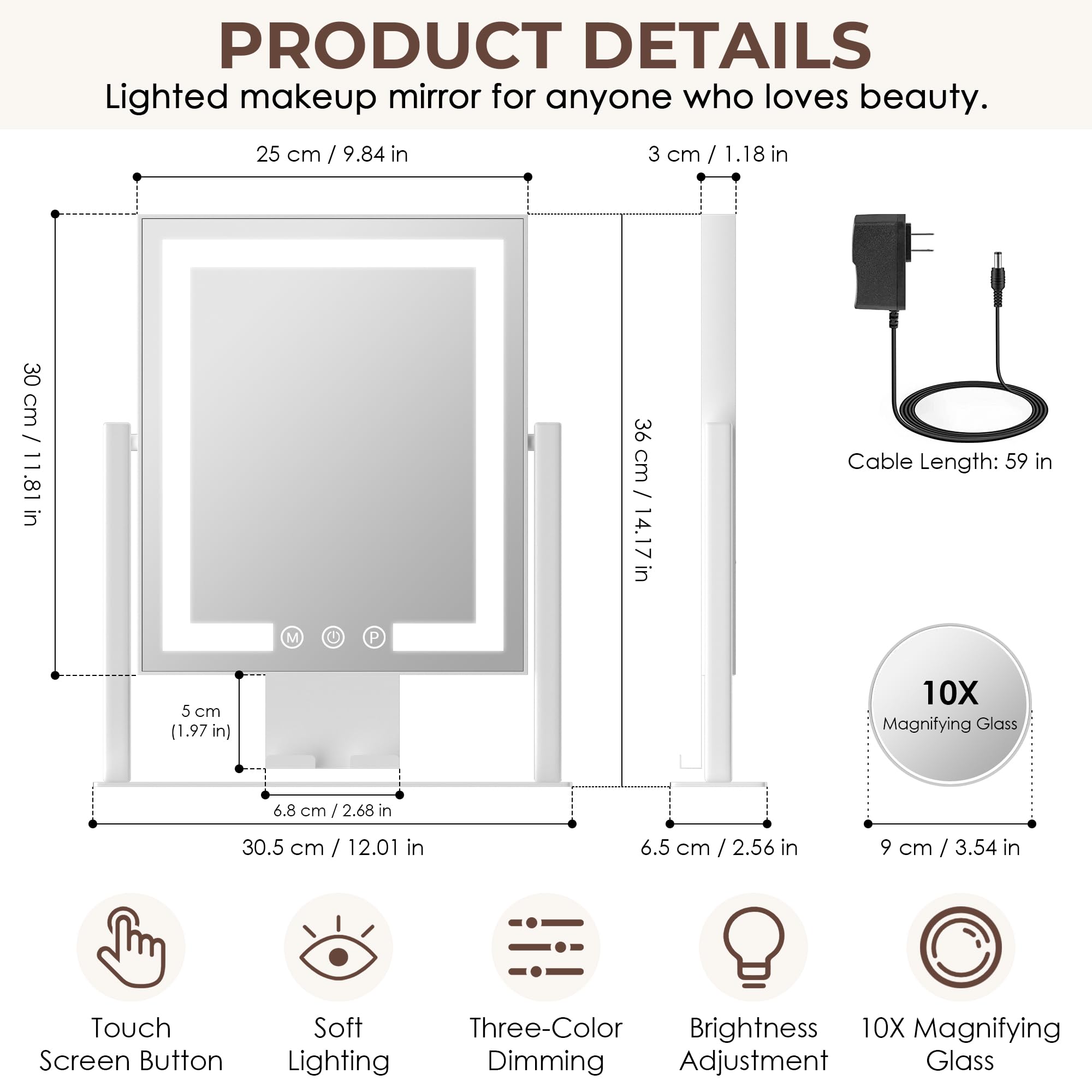 Miroir Kottova Vanity rotation 360° pour trouver l'angle idéal.