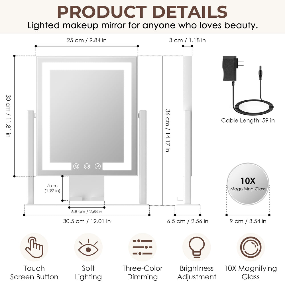 Miroir Kottova Vanity rotation 360° pour trouver l'angle idéal.
