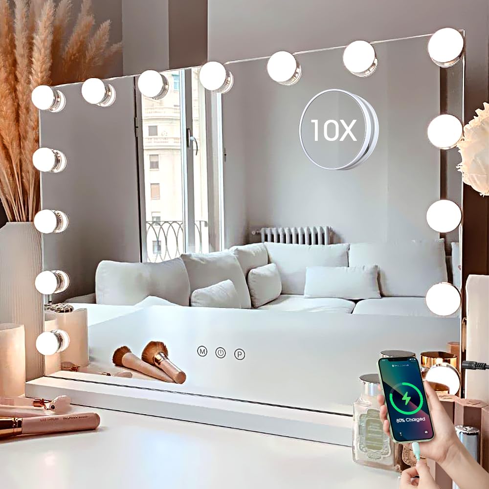 Miroir vanité Kottova lumineux avec 15 DEL pour un maquillage précis et éclatant