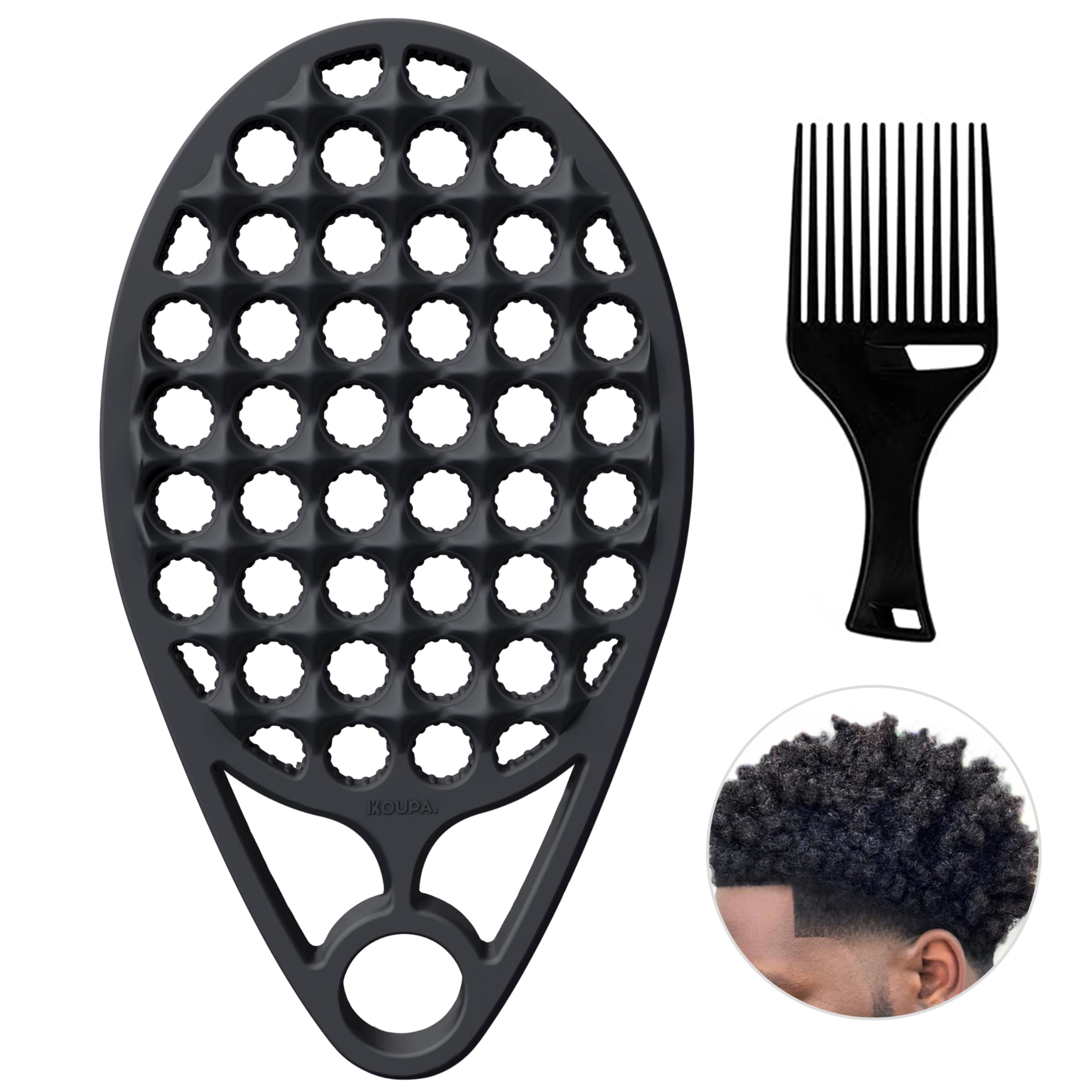 KOUPA brosse silicone design monopie avec spirale pour un coiffage precis.
