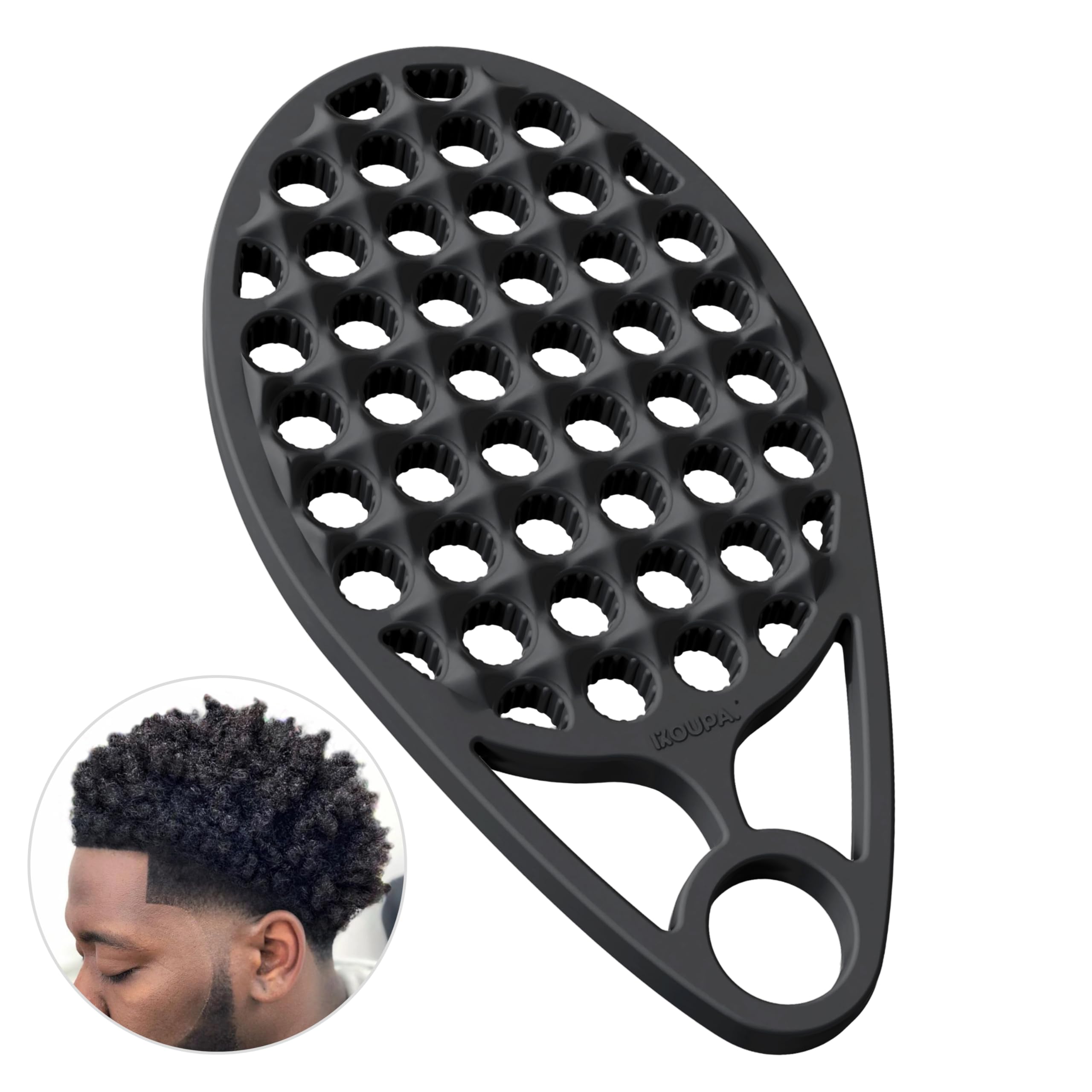 Brosse KOUPA en silicone monobloc pour cheveux afro, démêlage en douceur