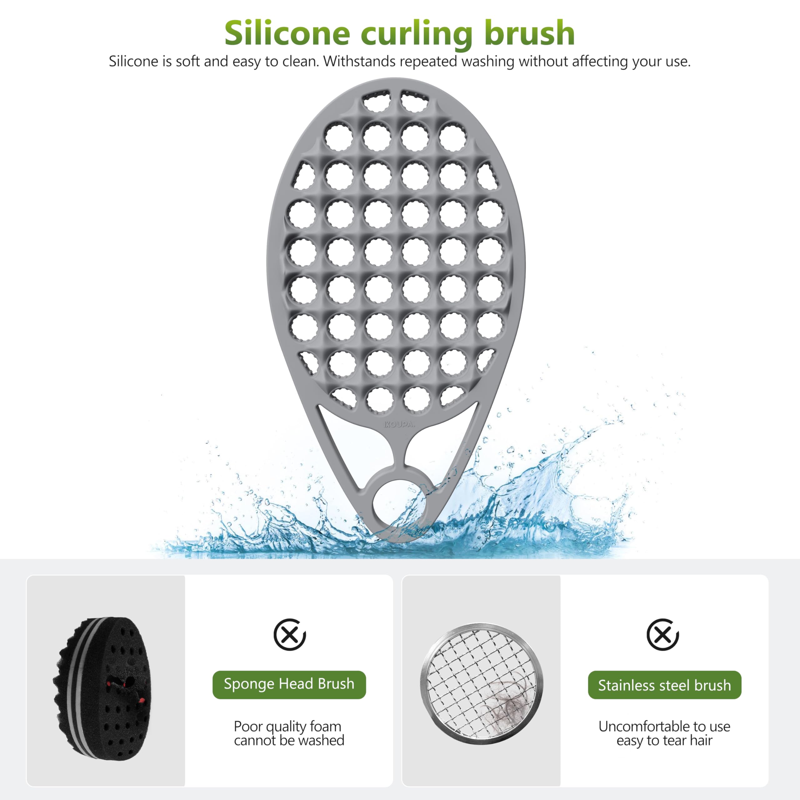 Brosse silicone KOUPA facile à nettoyer, hygiène assurée.