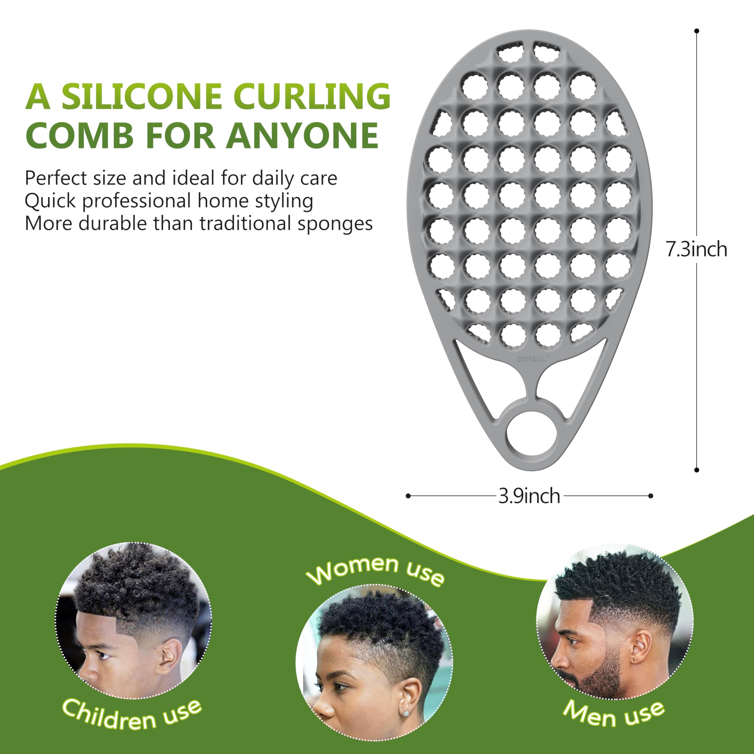 Brosse silicone KOUPA spirale cavité, définition des boucles et coiffage précis.
