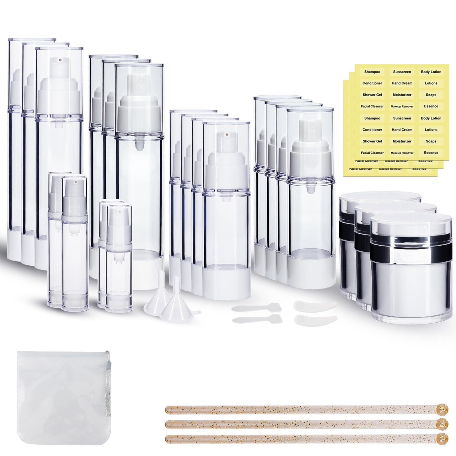 KOUWICH ensemble-pots-airless-34: ensemble compact pour transporter soins sans fuite.