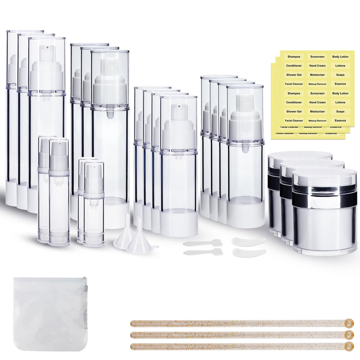 KOUWICH ensemble-pots-airless-34: ensemble compact pour transporter soins sans fuite.