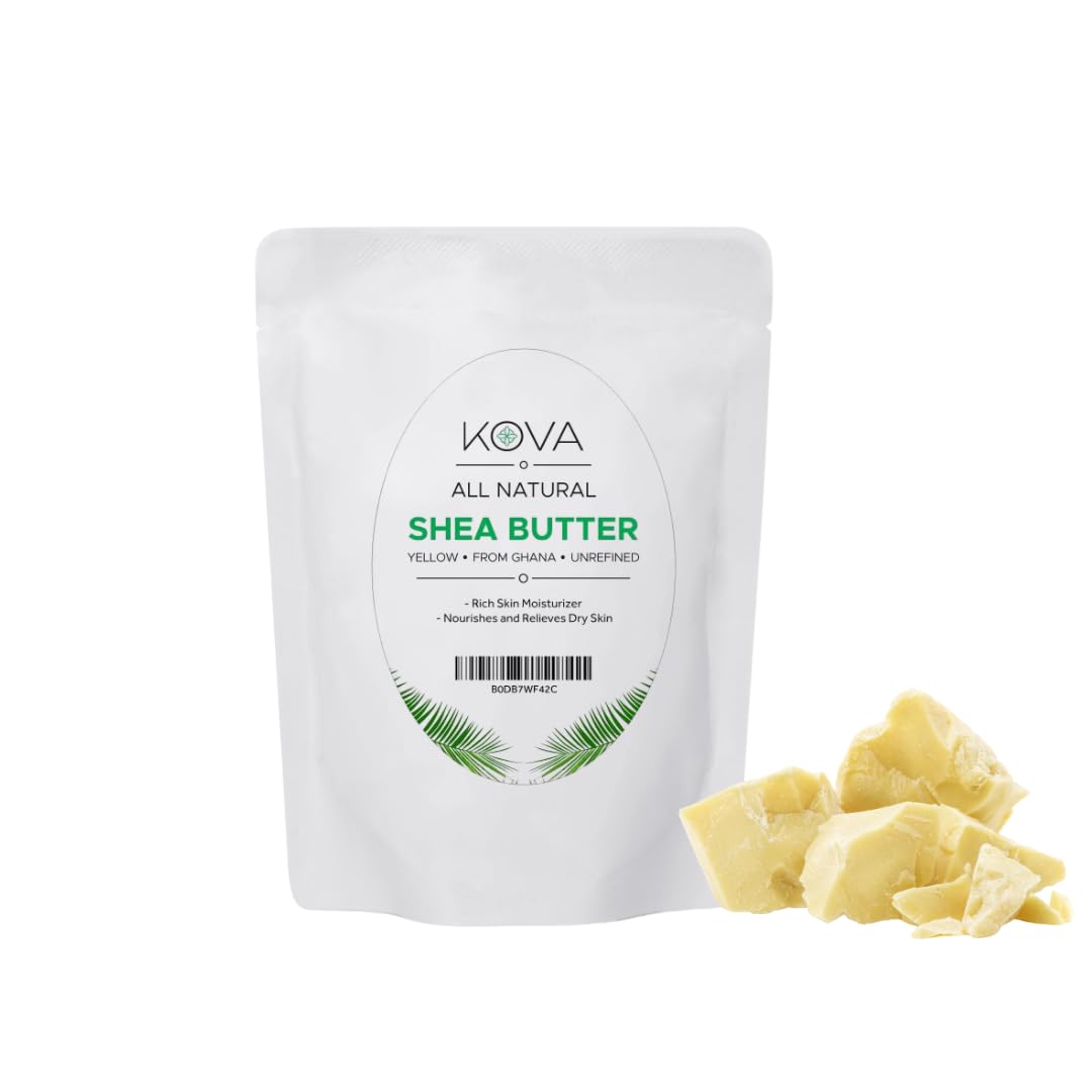 Beurre de karité jaune Kovafood dans son bocal, hydratation naturelle pour visage et corps.