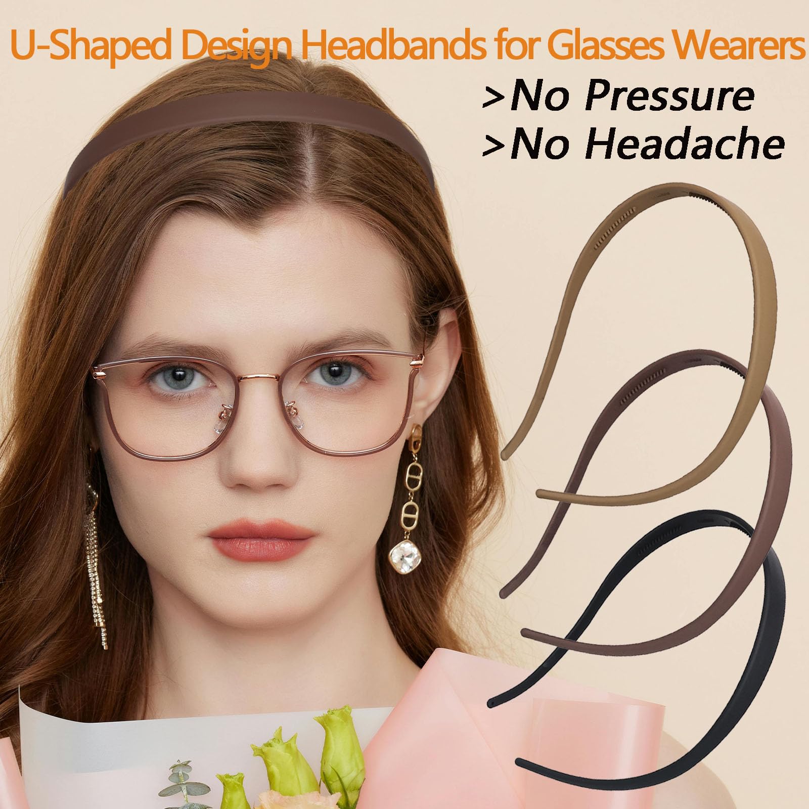 Bandeau cheveux flex sans pression KOVOLITU, évite les douleurs derrière les oreilles.