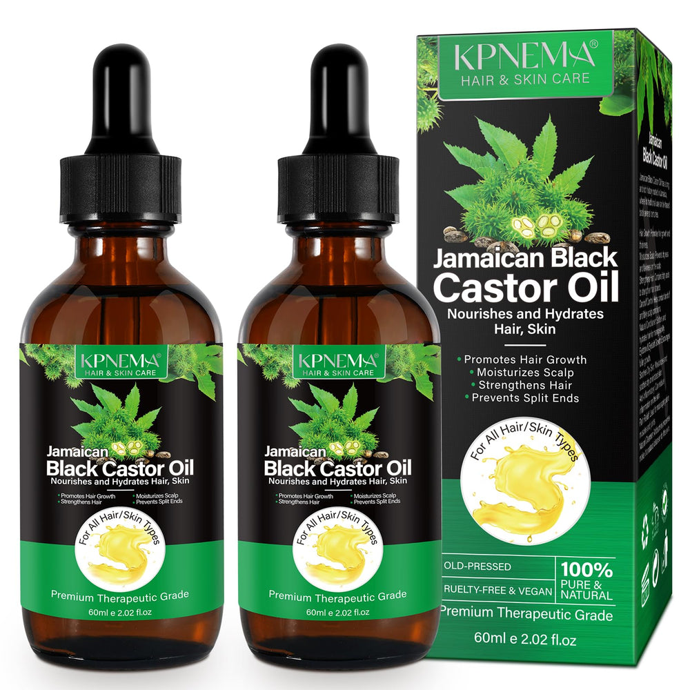 KPNEMA huile de ricin noir jamaïque – bouteille: nourrissante et hydratante pour les cheveux.