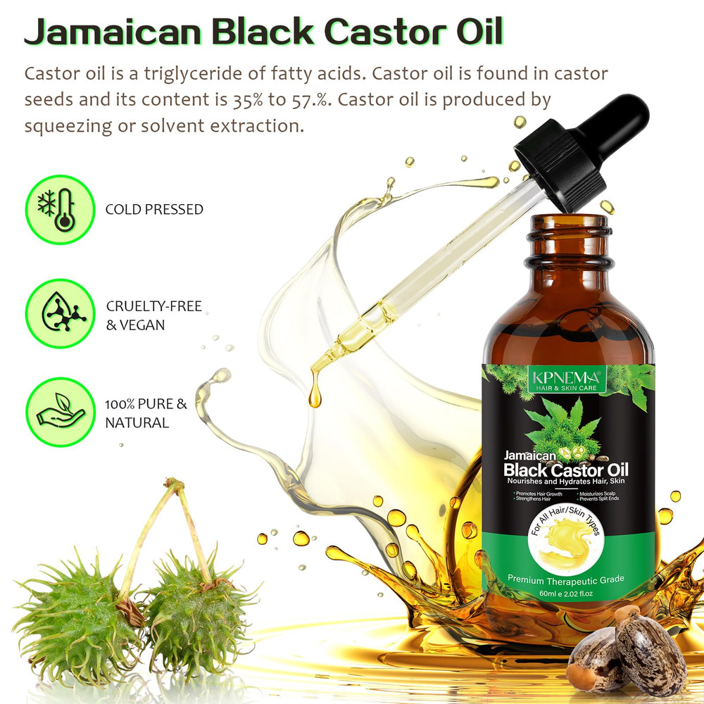 KPNEMA huile de ricin noir jamaïque – soin corps qui adoucit et hydrate la peau.