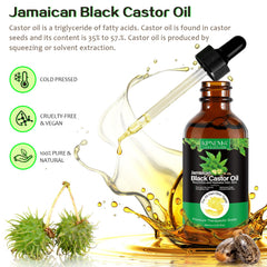 KPNEMA huile de ricin noir jamaïque – soin corps qui adoucit et hydrate la peau.