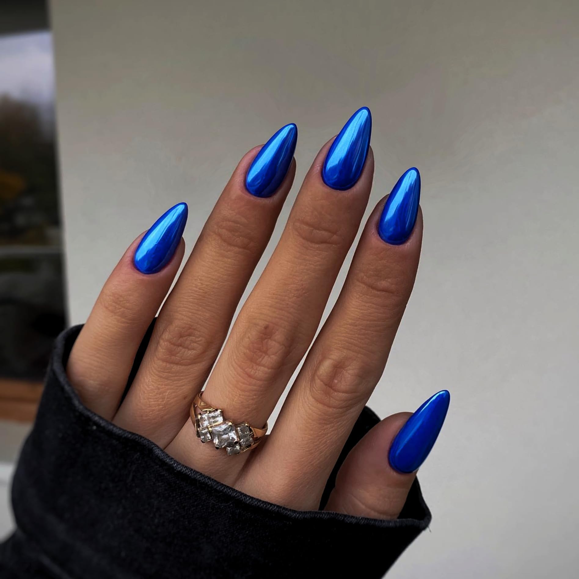 Ongles KQueenest design bling miroir métal, fini captivant et lumineux.