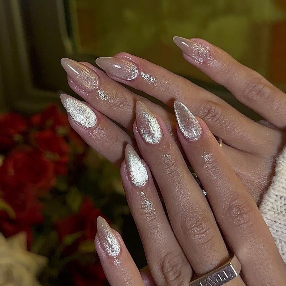 Ongles à paillettes nude rose KQueenest, finition scintillante et durable pour une manucure.