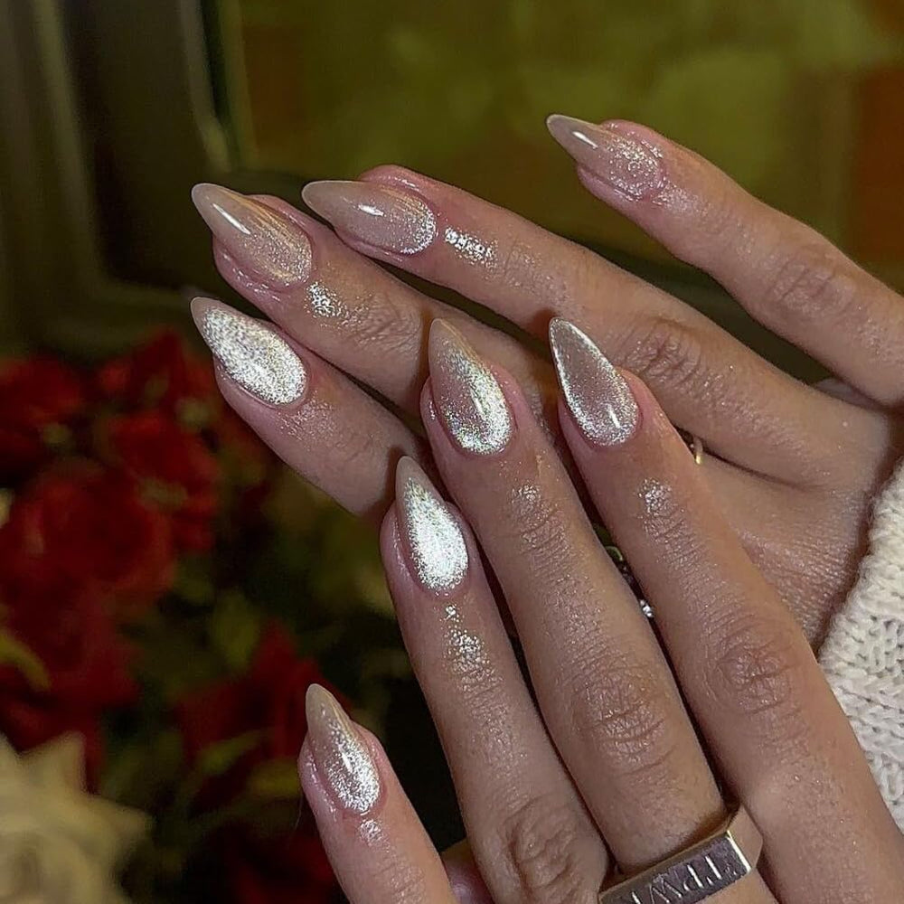 Ongles à paillettes nude rose KQueenest, finition scintillante et durable pour une manucure.