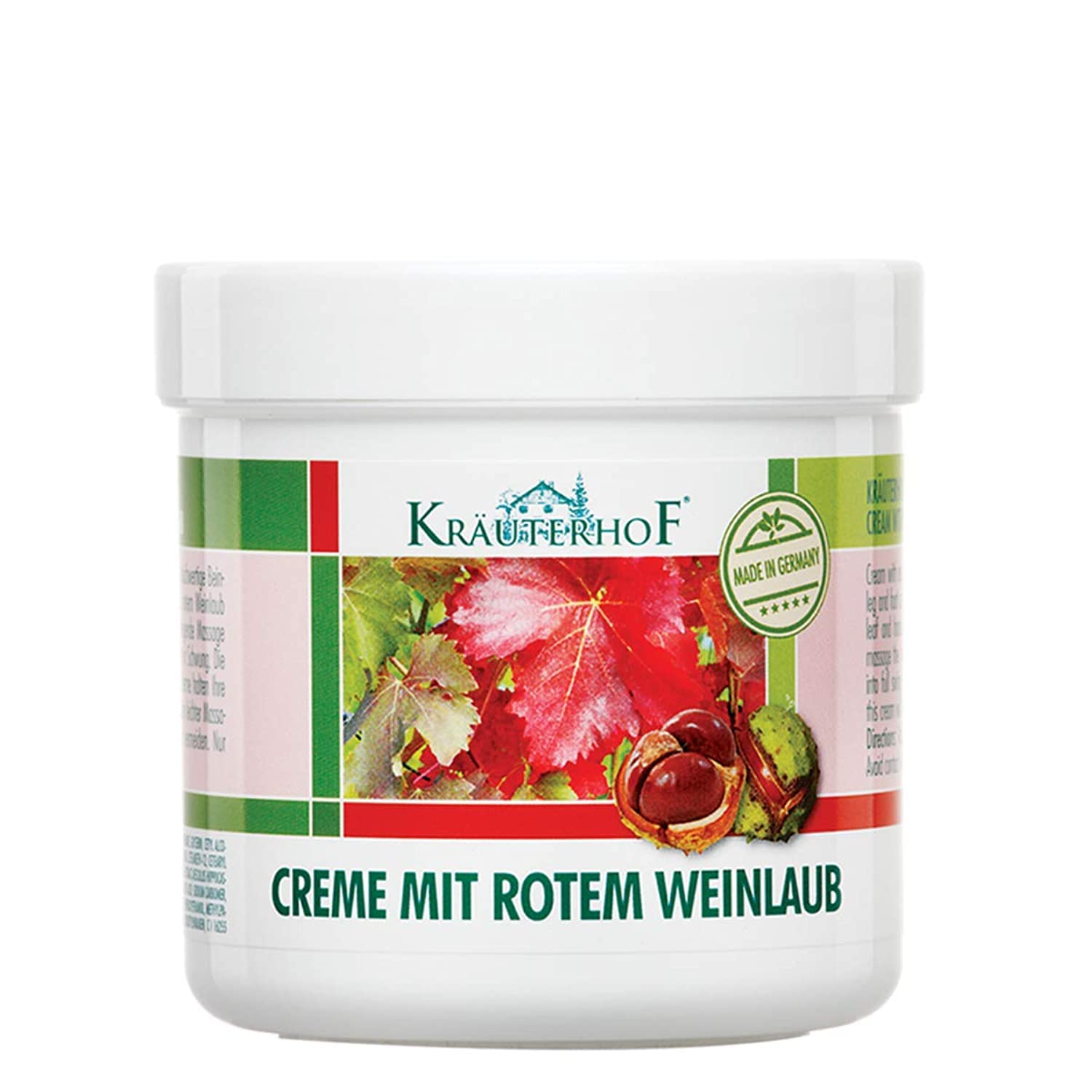 Krauterhof Crème Marron d’Inde et Vigne Rouge, flacon 250 ml pour jambes confortables.