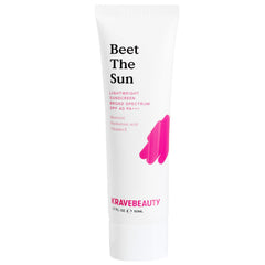 KraveBeauty Beet The Sun – bouteille élégante, protection solaire quotidienne sans traces.