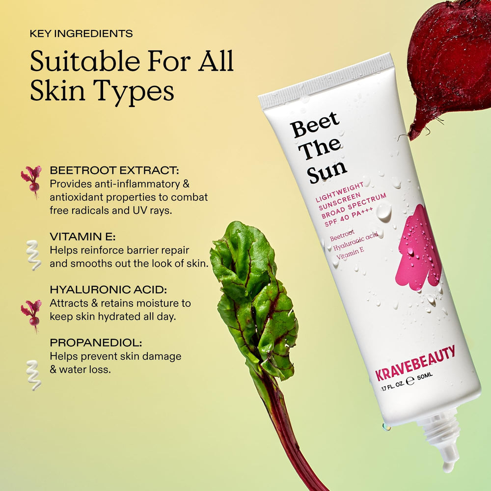 KraveBeauty Beet The Sun – étape matinale d’application sur le visage et le cou.