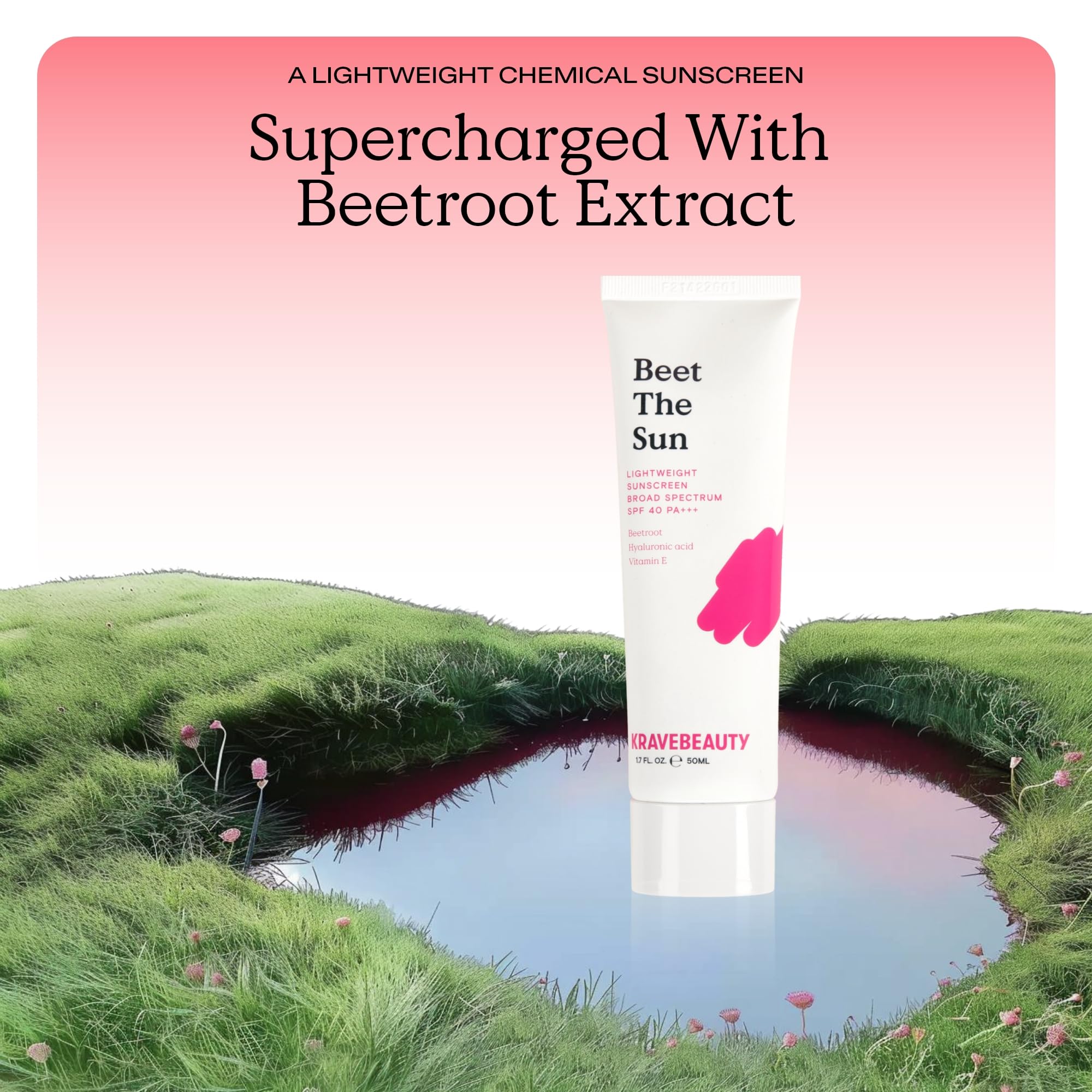 KraveBeauty Beet The Sun – protection UVA/UVB sans fini gras.