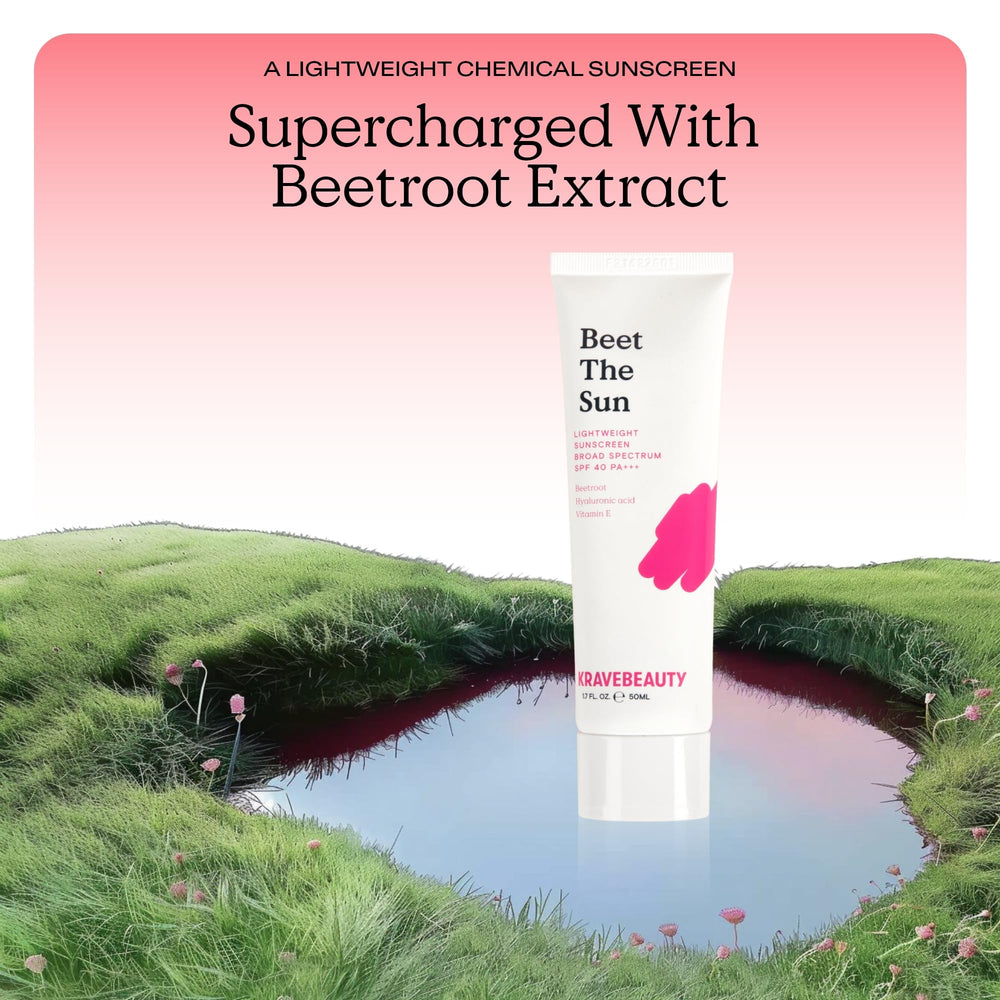 KraveBeauty Beet The Sun – protection UVA/UVB sans fini gras.