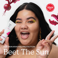 KraveBeauty Beet The Sun SPF40 Duo – emballage recyclable et non testé sur les animaux.
