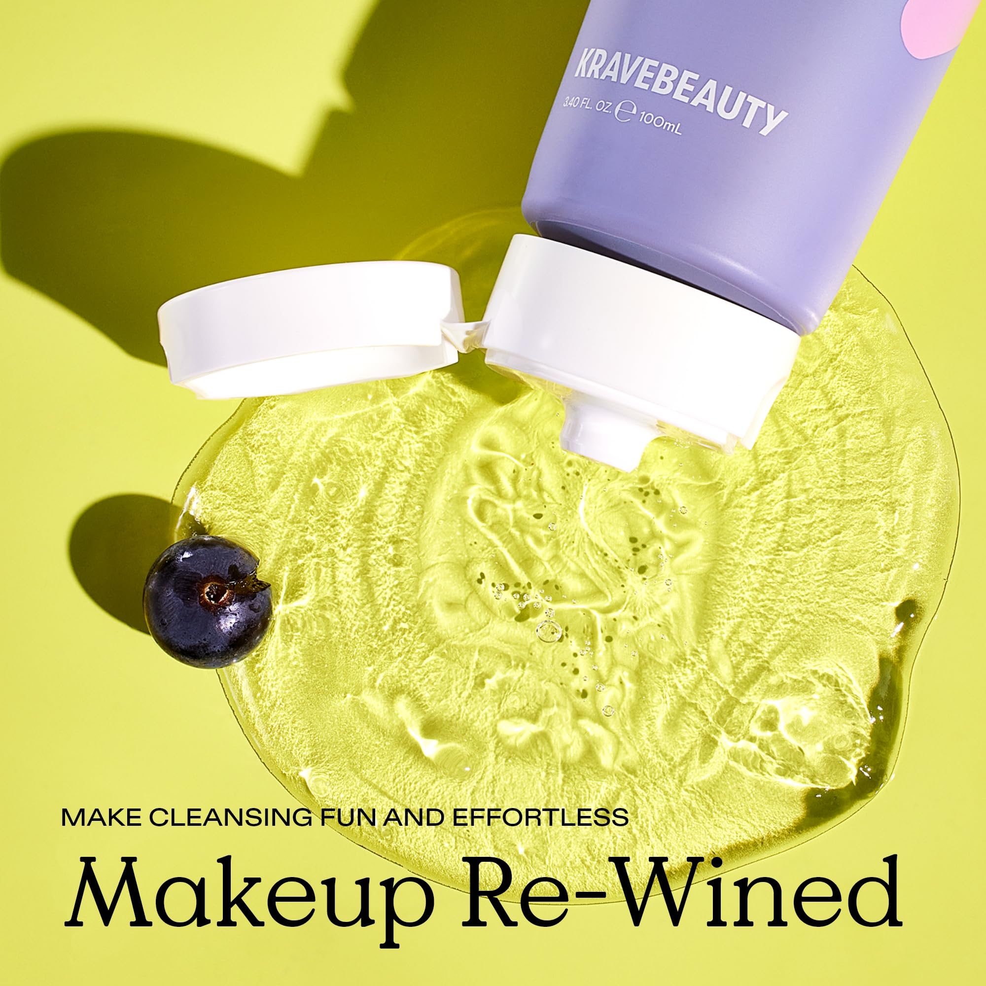 KraveBeauty Makeup Re-Wined: appliquer sur peau sèche pour dissoudre maquillage et impuretés.