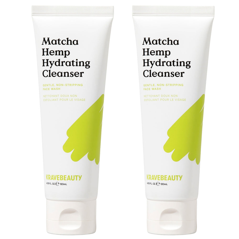 KraveBeauty Matcha Hemp Hydratant Nettoyant Duo: deux bouteilles pour une routine hydratante