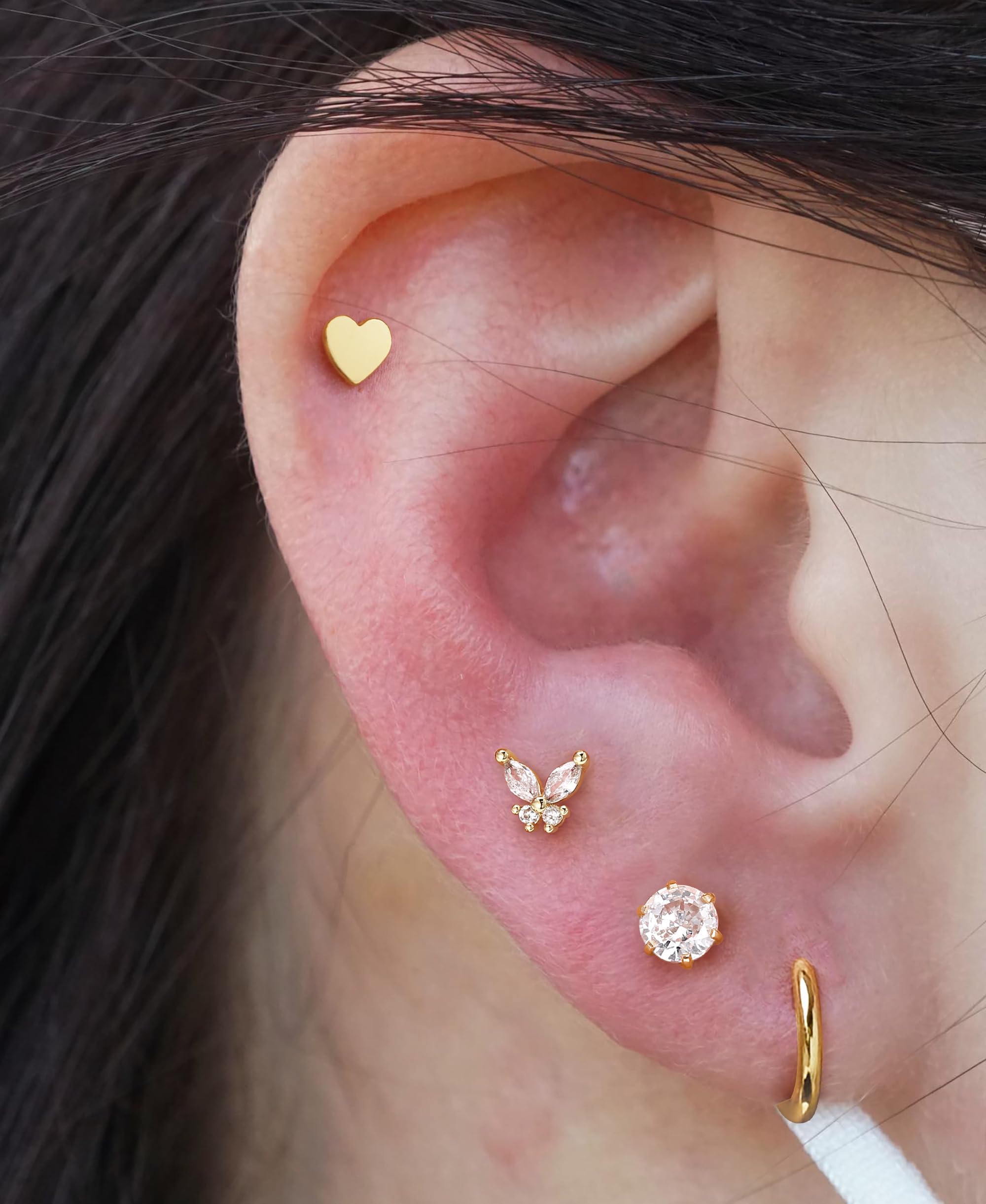Boucles d’oreilles anneau doré Krfy trio, style élégant et hypoallergénique.