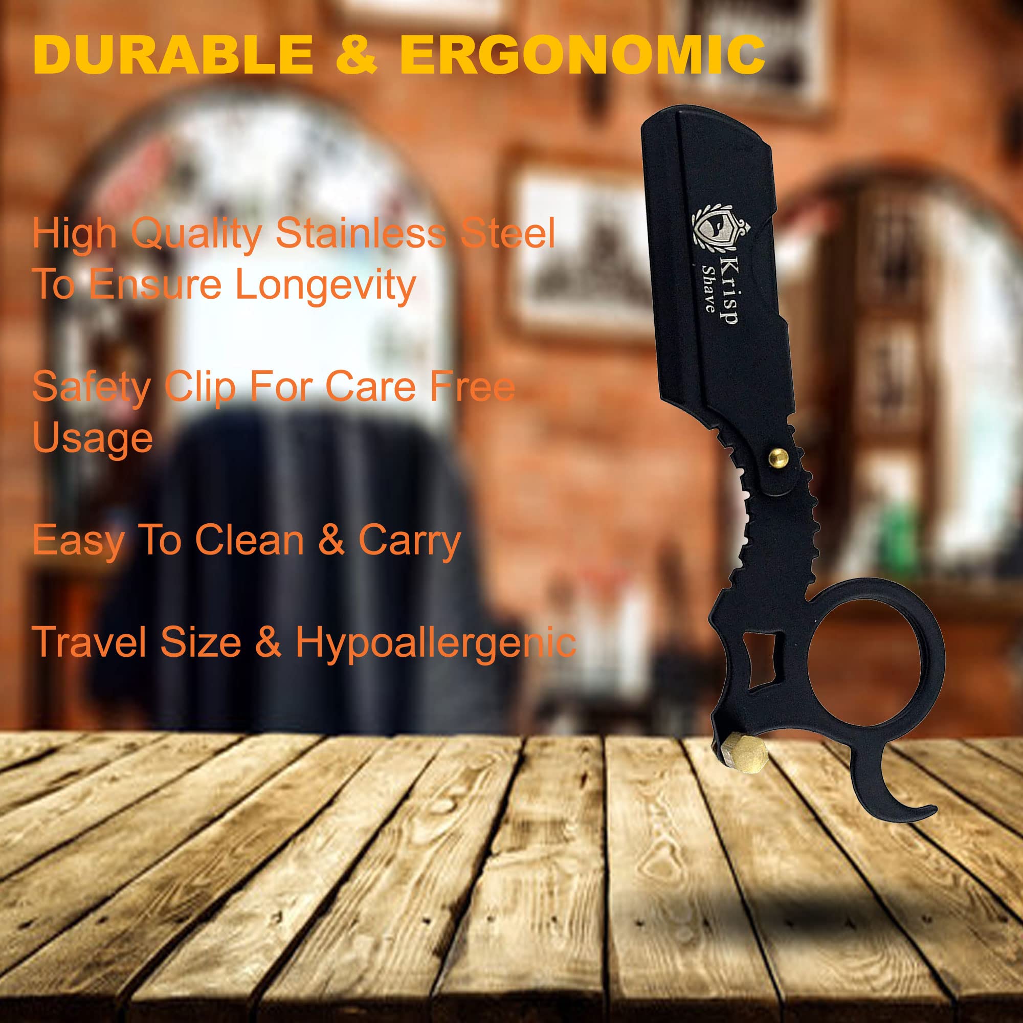 Krisp Beauty poignee ergonomique, prise en main sécurisée pour un rasage confortable.