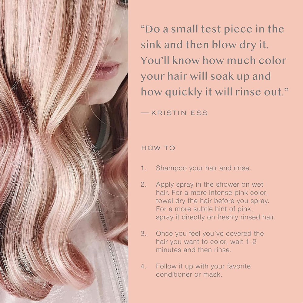 Kristin Ess Rose Gold, application sur cheveux humides, intensité accrue
