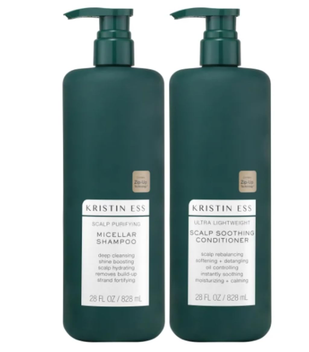 Kristin Ess Shampoing purifiant micellaire, bouteille 28 oz, nettoie en douceur le cuir chevelu.