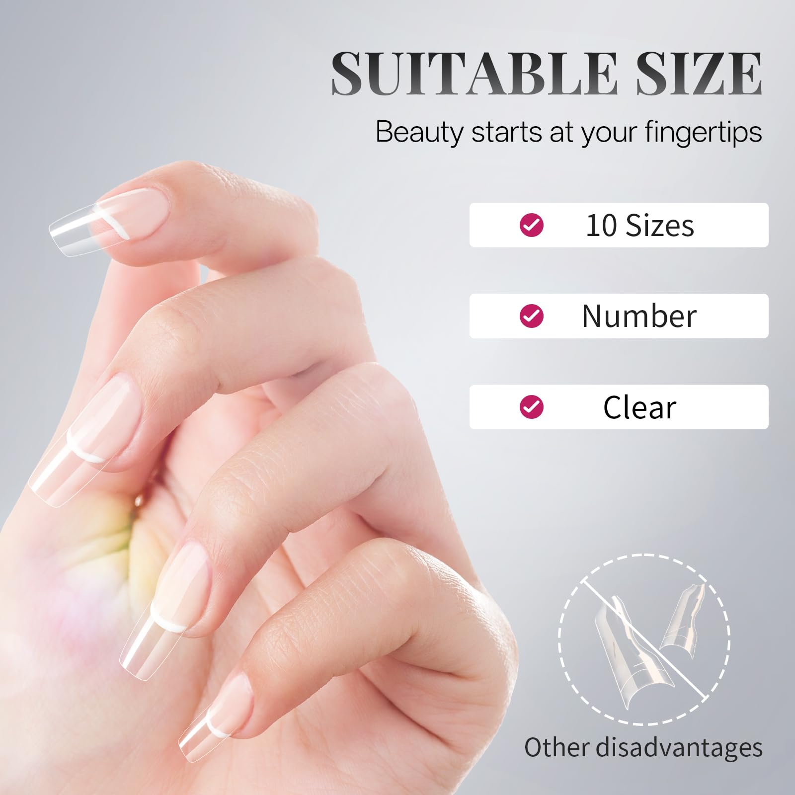 Krofaue ongles demi-coffre transparents pret a decorer