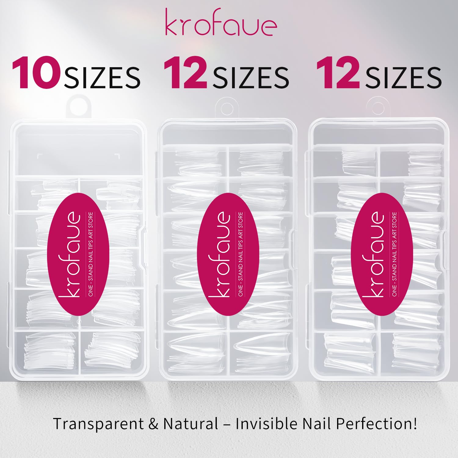 Krofaue ongles forme cercueil transparents pour style longue duree
