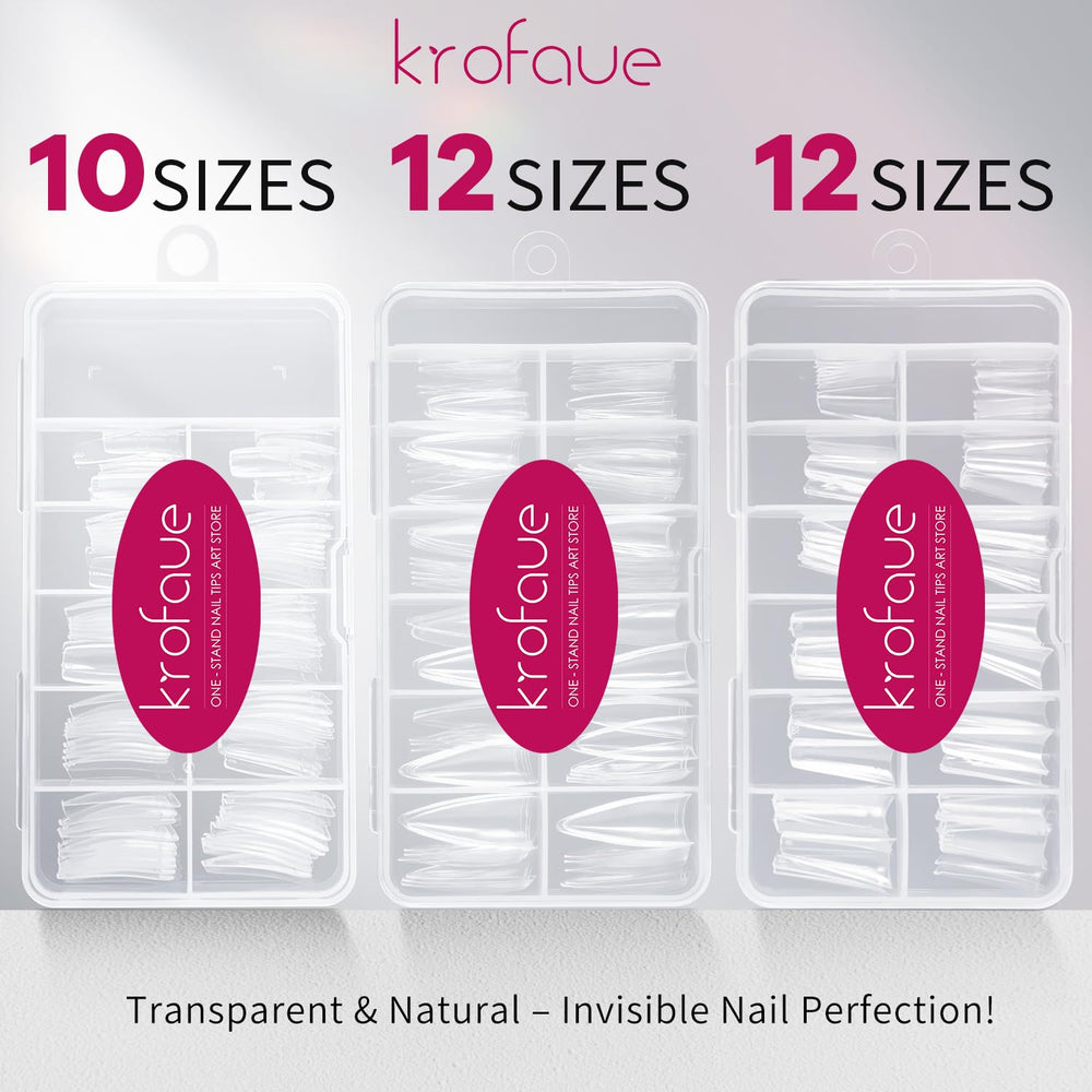 Krofaue ongles forme cercueil transparents pour style longue duree